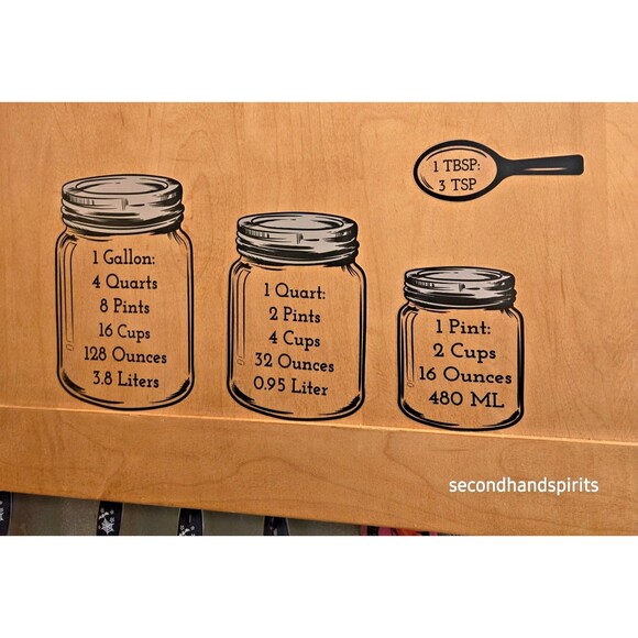Kitchen Measuring Conversion Vinyl Sticker Decal Baking Cooking Chart Removable - Picture 1 of 3
